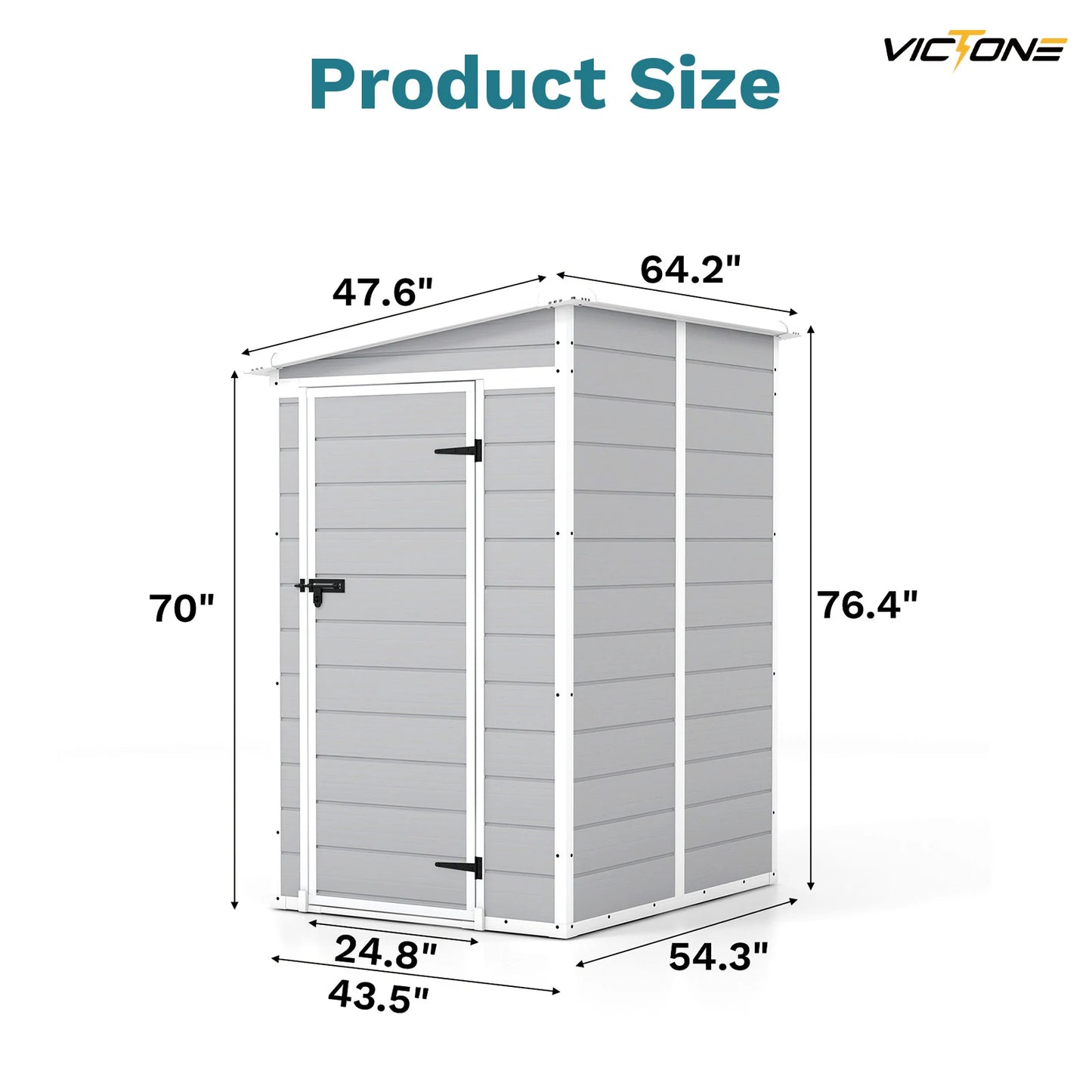 Plastic Outdoor Storage Shed With Floor, 5'x4' Resin Lockable Window and Door