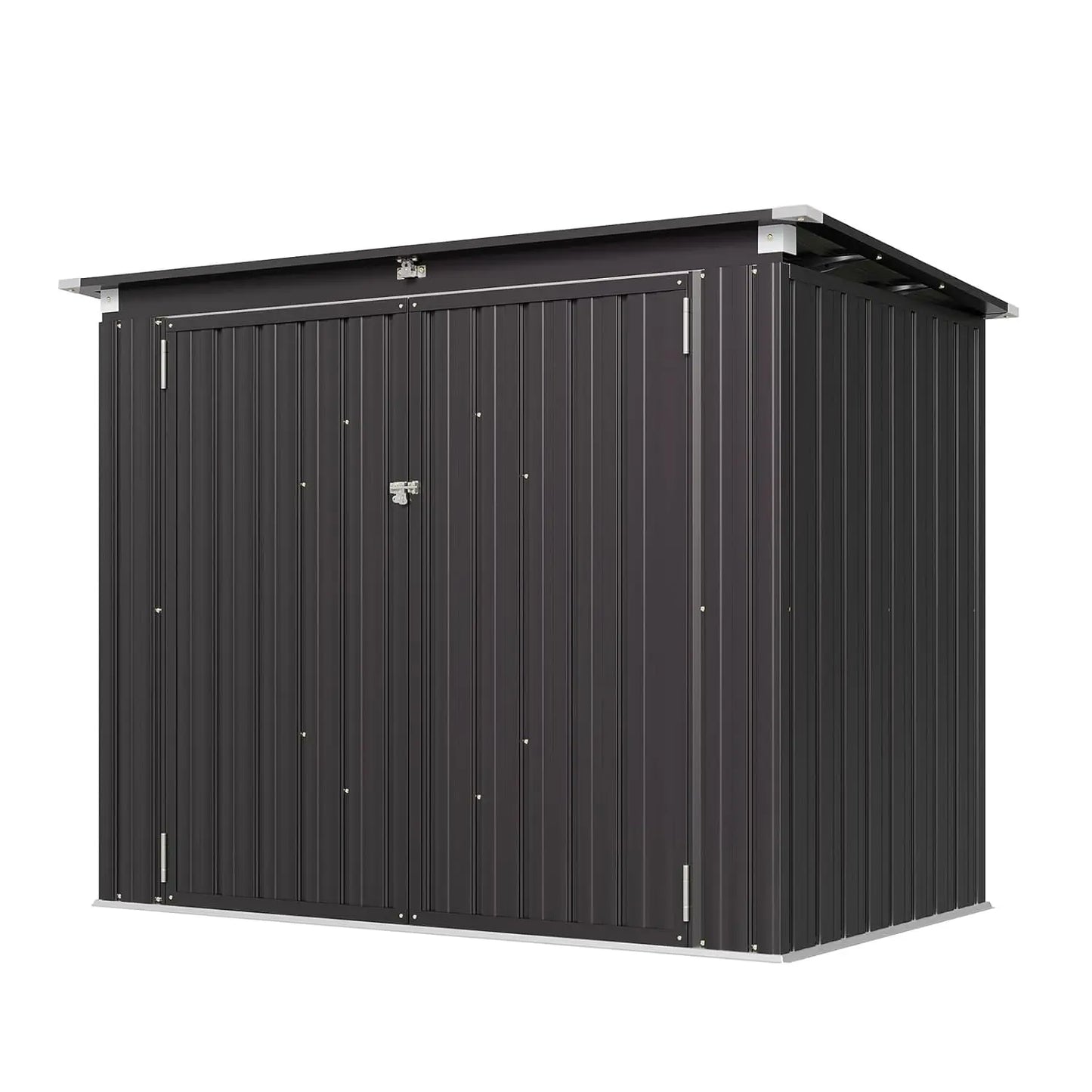 Metal Outdoor Storage Shed 80 cu.ft with Chain Lid, Waterproof for 2-bin Garbage Can Organizer