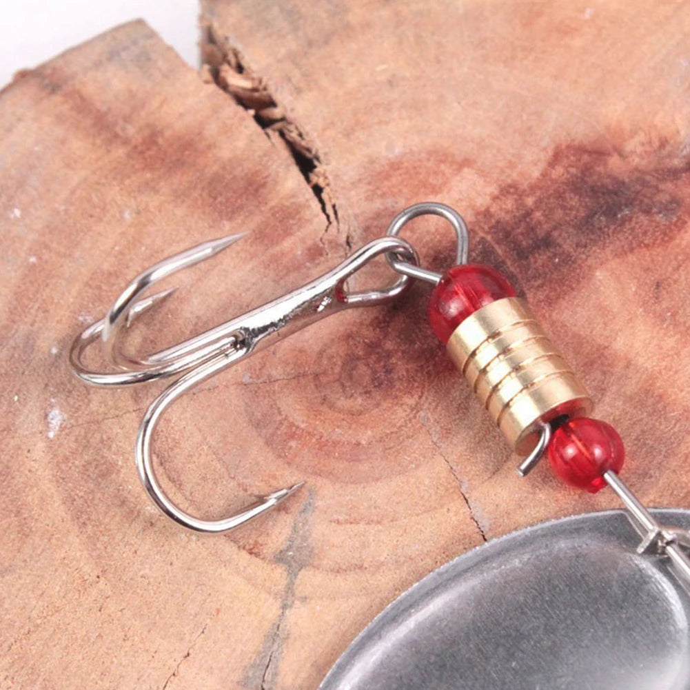 Metal Spoon Spinner Fishing Lure, Treble Hook, Wobblers, Artificial Bait for Fresh or Saltwater - 30pcs