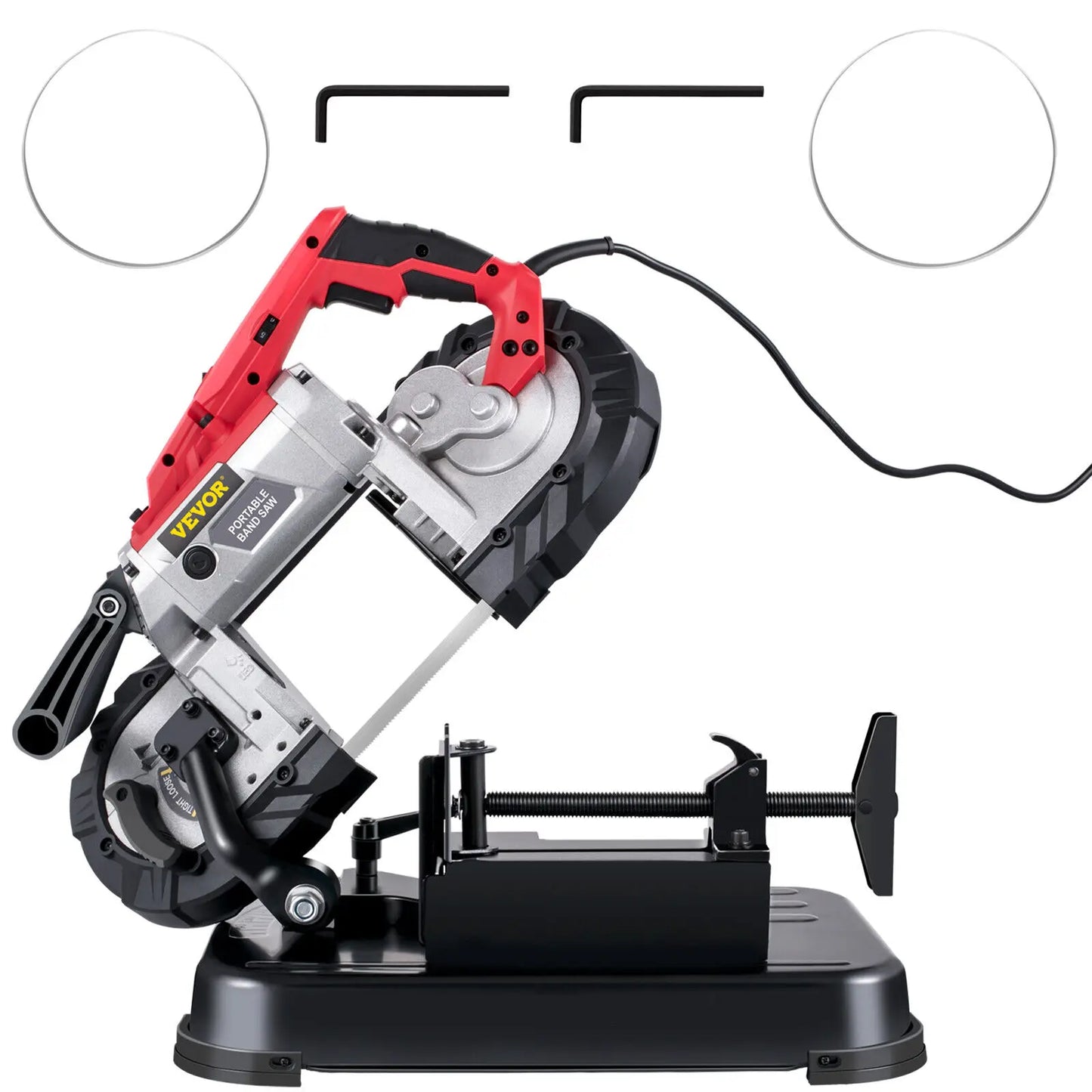 Portable Band Saw, 5 Inch Cutting Capacity, Cordless Variable Speed, 10Amp Motor, Deep Cut for Metal, Wood, Pipes, Rebar