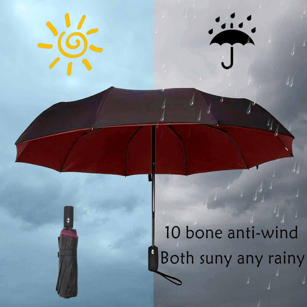Umbrella Extra Large, Ten Bone Double Umbrella, Triple Large Folding Sunshade Umbrella
