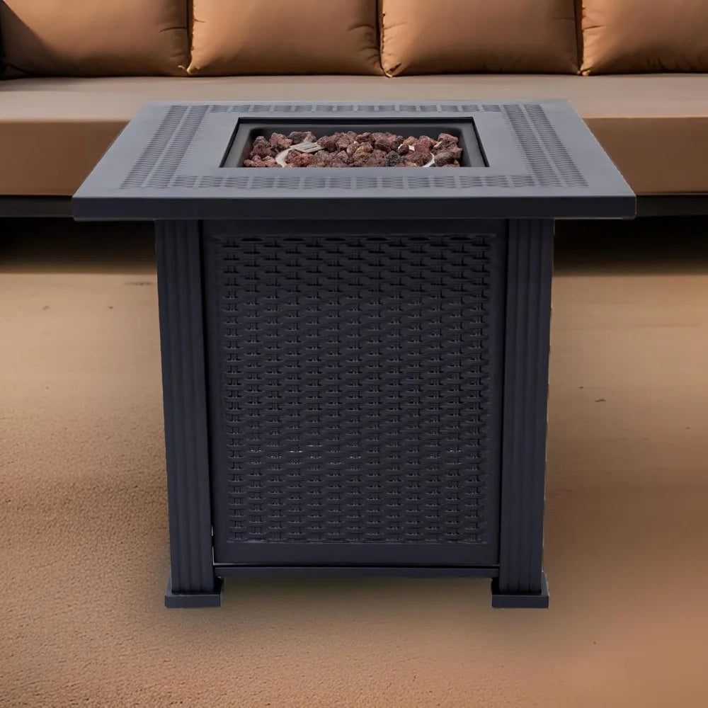Propane Fire Pit 50,000 BYU, 28" Table for Outside w/ Lava Rocks & Removable Lid
