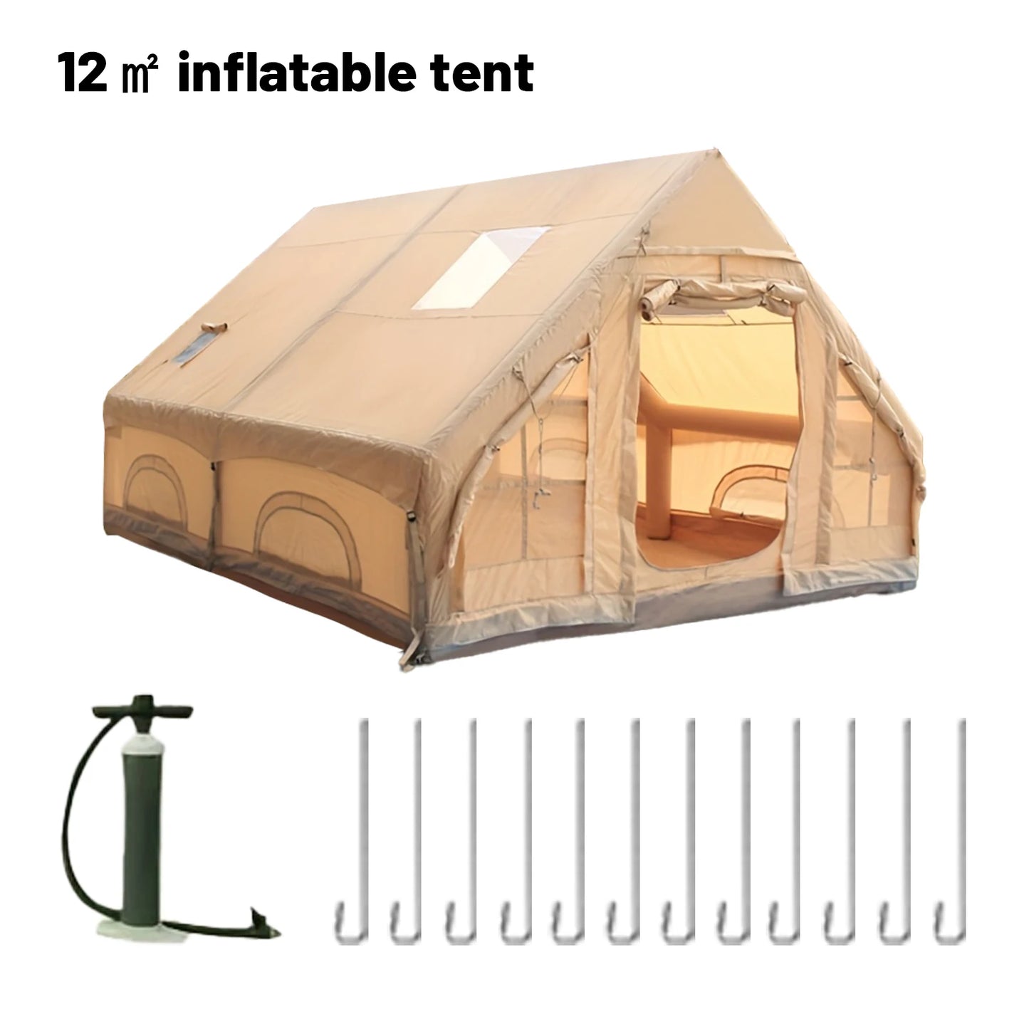 Inflatable Tents for Adult Camping, Luxury Tents, w/ Stove Plug, 4/6/8 Person Family Tent