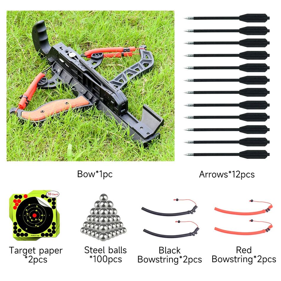 Archery and Steel Ball, Dual-Purpose, Elastic Shooting Bow for Outdoor Hunting