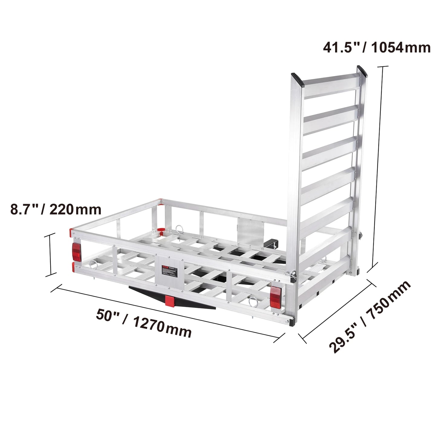 Cargo Carrier 400/500lb Capacity, Trailer Hitch Mount, Aluminum Cargo Basket 47x20x6 in