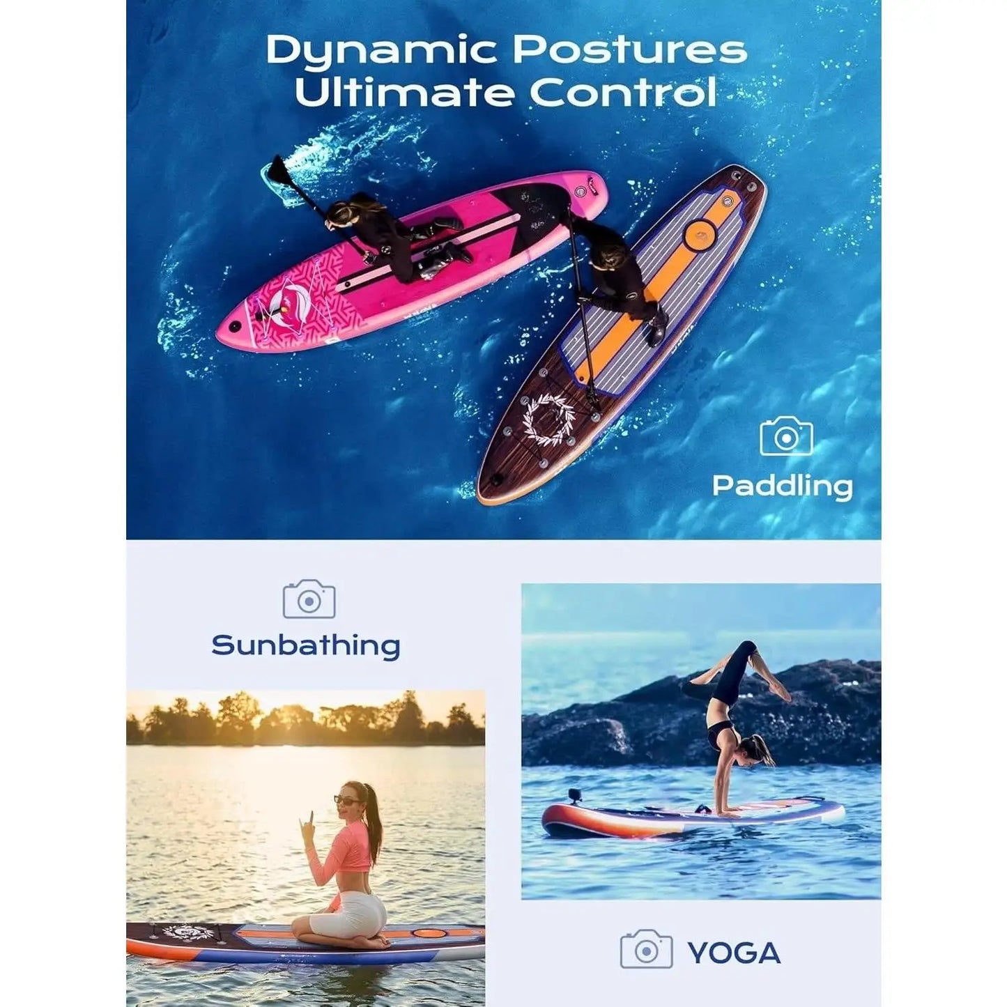 Extra Wide Inflatable Paddle Board, 11' x 34" x 6" Stand Up Paddle Board w/ Accessories and Camera Mount