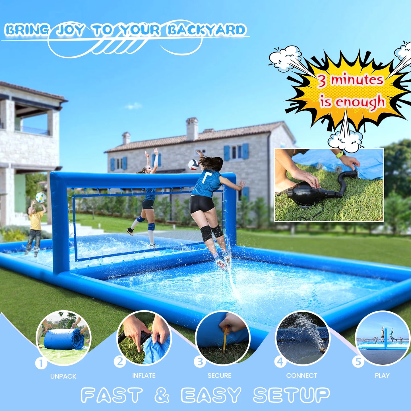 Inflatable Volleyball Court Outdoor 33 ft. Water Volleyball Pool