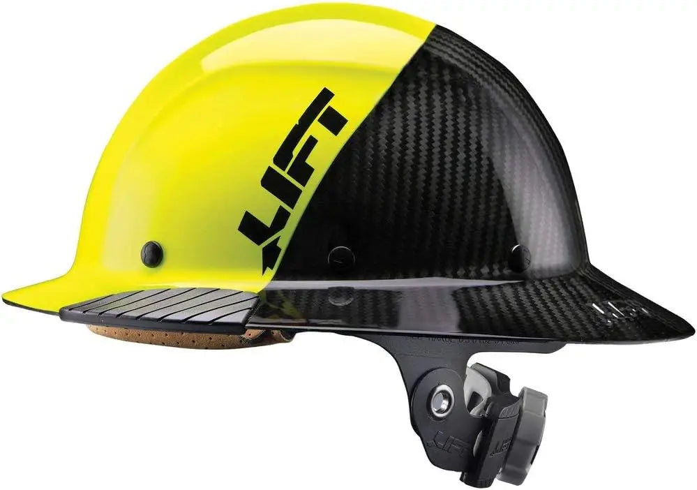 Carbon Fiber, Full Brim Hardhat, Safety Helmet w/ Yellow Color for Construction Work