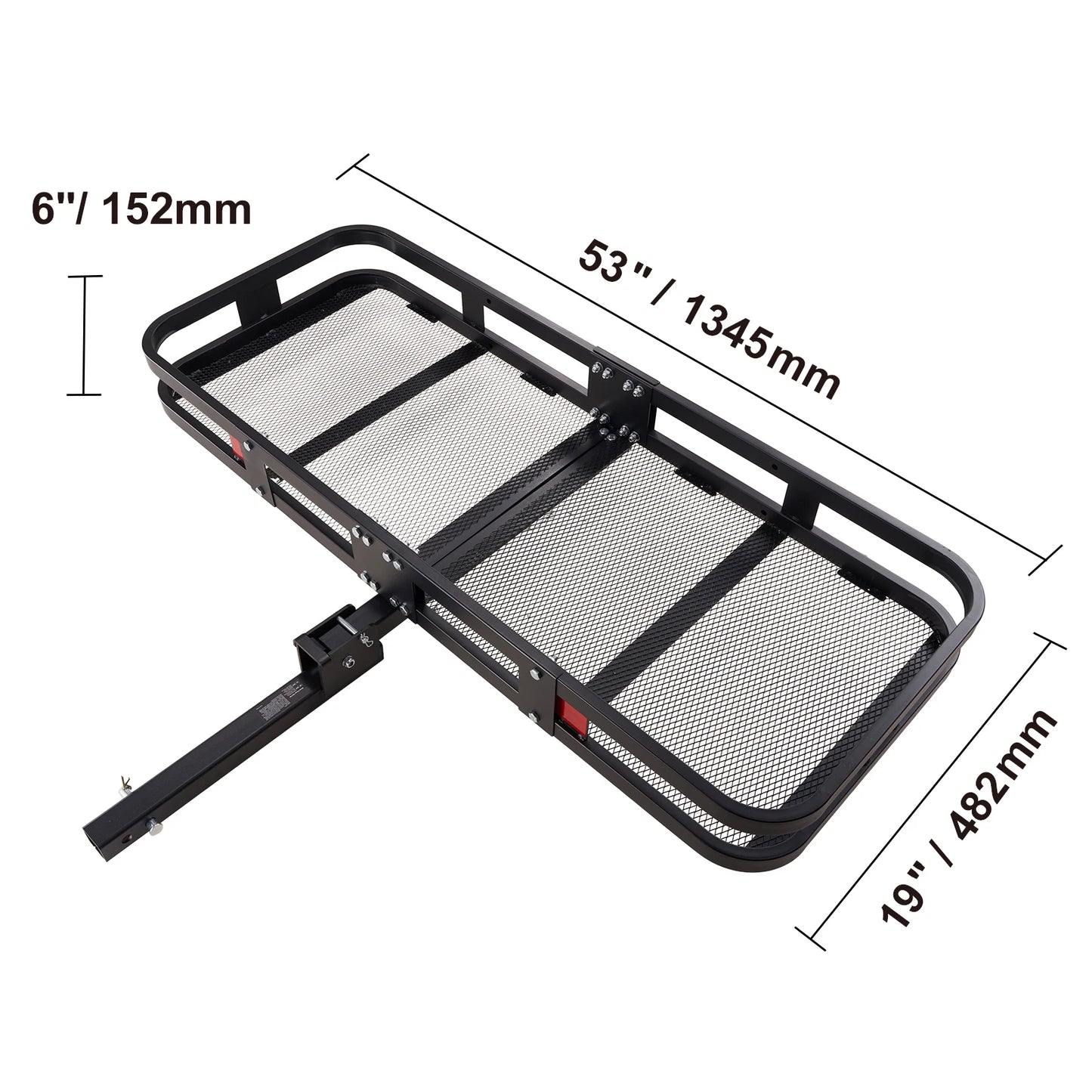 Cargo Carrier, Trailer Mount 47/53/60 in Hitch, 400/500lb Capacity Aluminum Cargo Basket