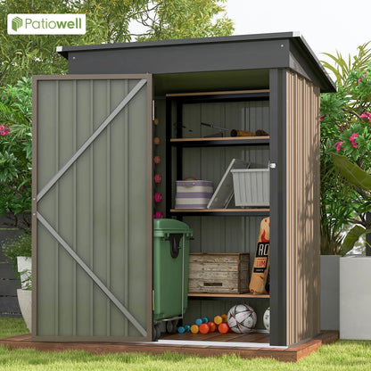 Outdoor Storage Shed, 5x3 FT. Tool Shed w/ Sloping Roof and Lockable Door