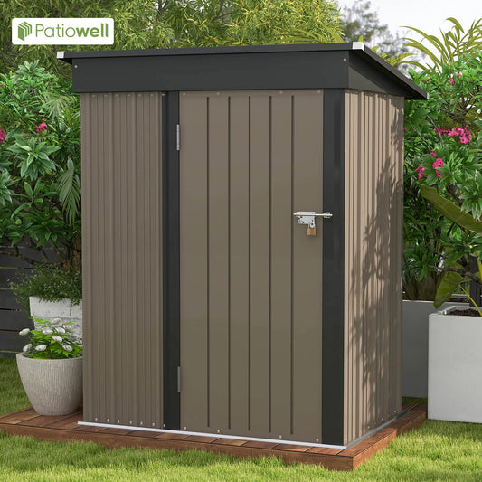 Outdoor Storage Shed, 5x3 FT. Tool Shed w/ Sloping Roof and Lockable Door