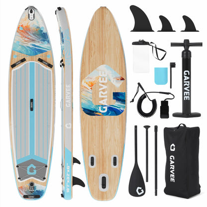 Inflatable Stand Up 10.6 Ft Paddle Board 450LBS Capacity, Wide w/ Camera Mount Non-Slip Deck, Backpack