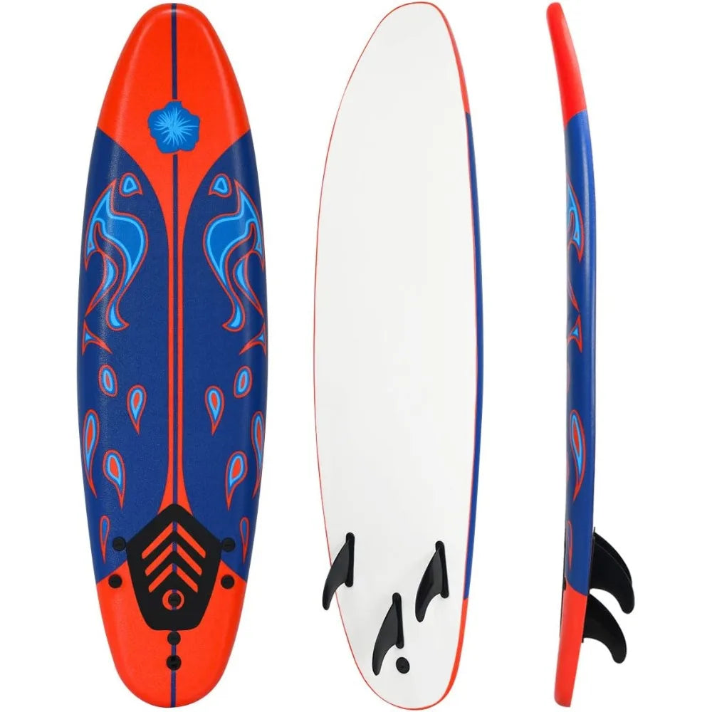 Surfboard 6 feet, Surf Beach, Foamier Board w/ Removable Fins
