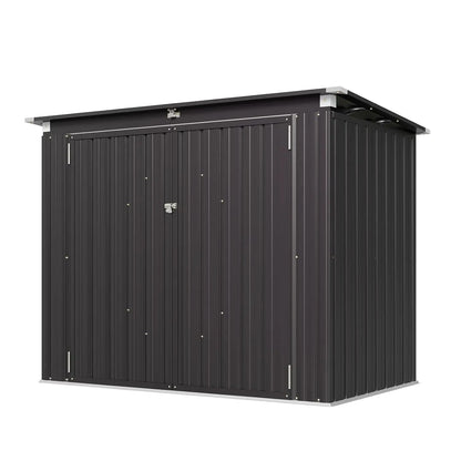 Metal Outdoor Storage Shed 80 cu.ft  with Chain Lid, Waterproof  for 2-bin Garbage Can Organizer