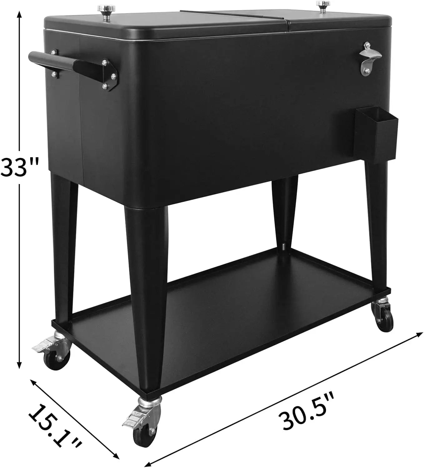 Rolling Cooler Cart, Ice Chest, 80 QT Portable Cold Drink Beverage Cart for Backyard Patio