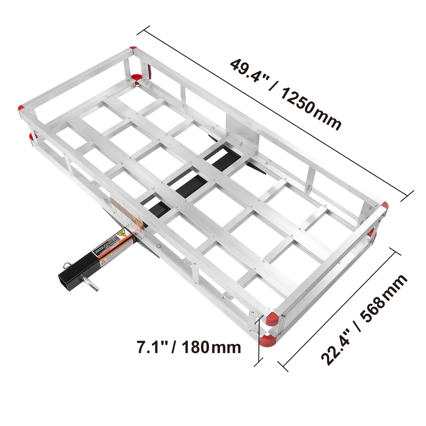 Cargo Carrier 400/500lb Capacity, Trailer Hitch Mount, Aluminum Cargo Basket 47x20x6 in