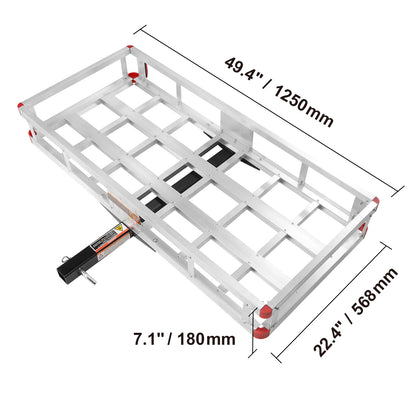 Cargo Carrier 400/500lb Capacity, Trailer Hitch Mount, Aluminum Cargo Basket 47x20x6 in