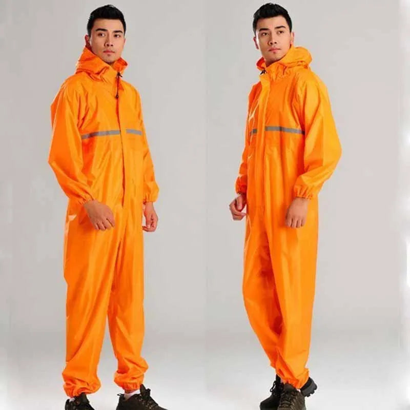 Raincoat Men, One-piece, Waterproof Jumpsuit, Seamless All-in-one Hooded Rain Gear