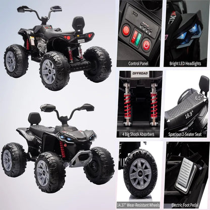 24V Kids Electric ATV 4-Wheeler (2-Seater) Ride on Toy, Dual 550w Motor