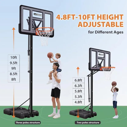 Basketball Hoop Outdoor, 44/48 Inch Impact Backboard, Adjustable Height