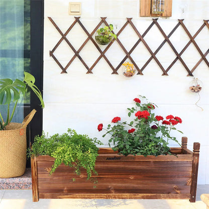 Wood Planter Box, Outdoor Raised Garden Planter Bed for Flowers or Vegetables