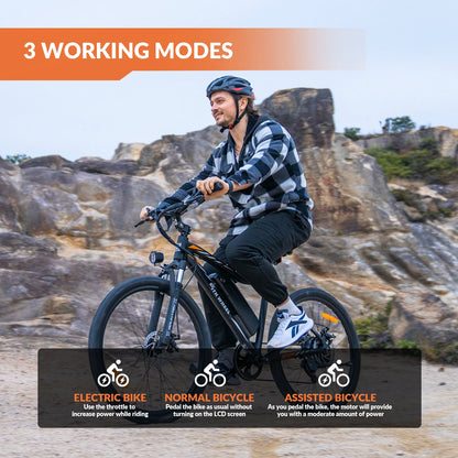 Electric Bike, 700W Peak Motor, 23 Mph Max Speed, Color LCD Display, Front Suspension