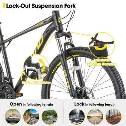 Aluminum Mountain Bike, 21 Speeds, Hydraulic Disc-Brakes, Lock-Out Suspension Fork, 27.5 inch Wheel, Men's Bike