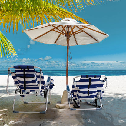 Short, Oxford Cloth, Silver White Aluminum Tube Bearing, Beach Chair, Blue Stripes