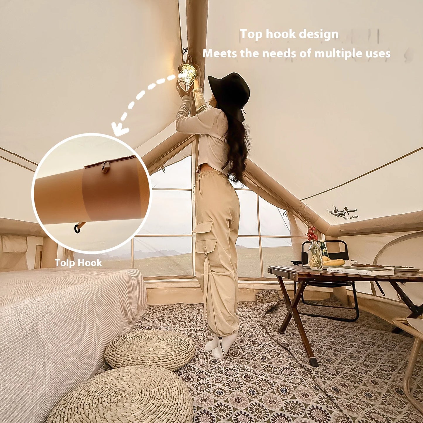 Inflatable Tents for Adult Camping, Luxury Tents, w/ Stove Plug, 4/6/8 Person Family Tent