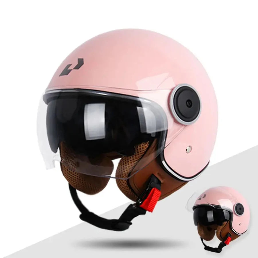 Motorcycle half Helmets, DOT Approved, Unisex, Dual Lens Scooter Helmet