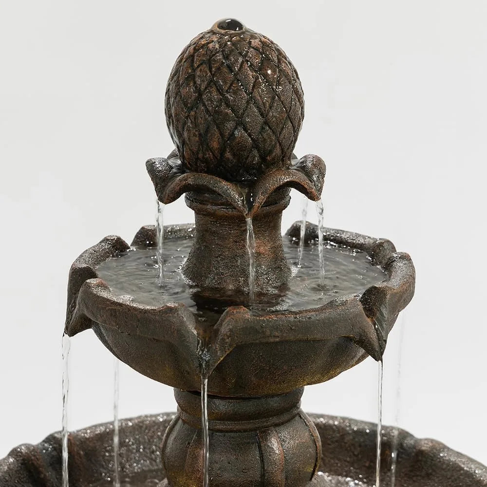 Outdoor Water Fountain - 3-Tier Stone-Like Bird Bath, 42.2 Inches Tall