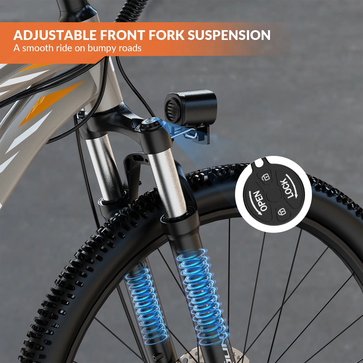 Electric Bike, 700W Peak Motor, 23 Mph Max Speed, Color LCD Display, Front Suspension
