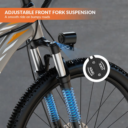 Electric Bike, 700W Peak Motor, 23 Mph Max Speed, Color LCD Display, Front Suspension