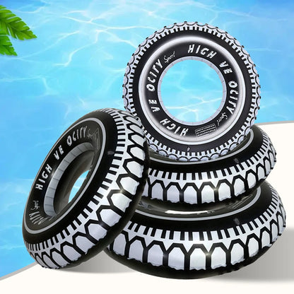 Tire Pattern Blow Up Swim Tube, Leakproof Inflatable Swim Floaties