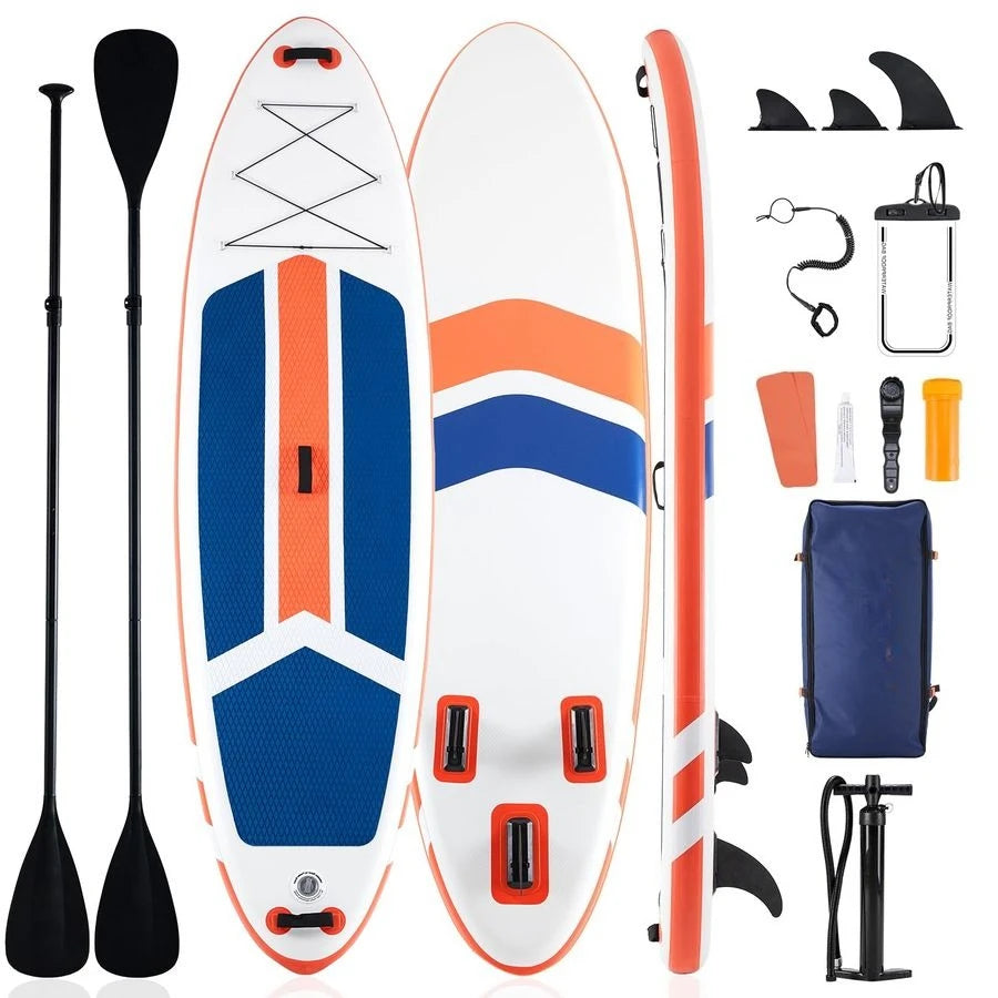 Inflatable Stand Up Paddle Board w/ Premium Accessories Wide Non-Slip Comfort Deck