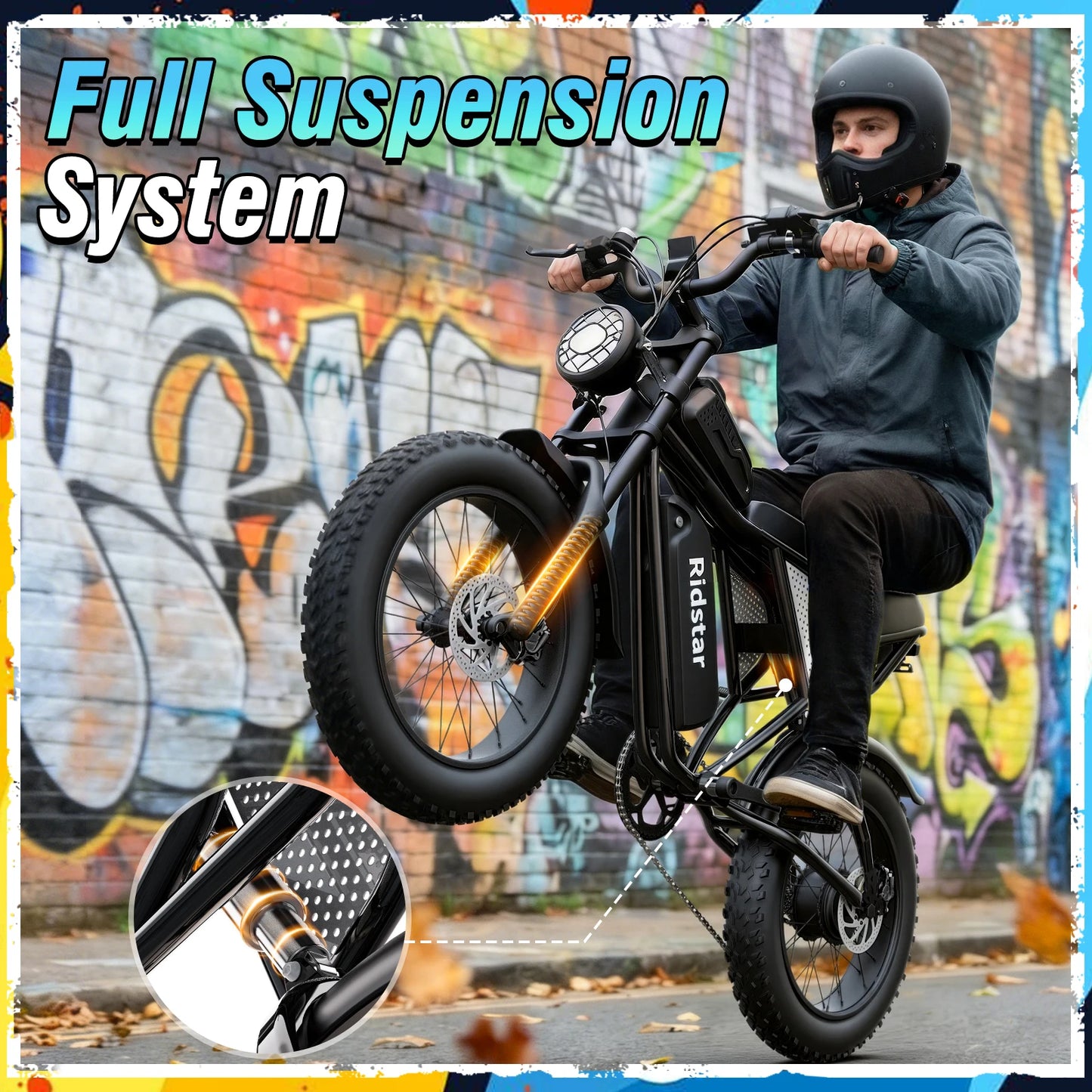 Electric Bike for Adults, Peak 1500W, 31 MPH 48V 15.6AH MINI30, 20"x4" Fat Tire Mountain Bike