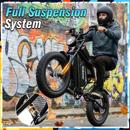 Electric Bike for Adults, Peak 1500W, 31 MPH 48V 15.6AH MINI30, 20"x4" Fat Tire Mountain Bike