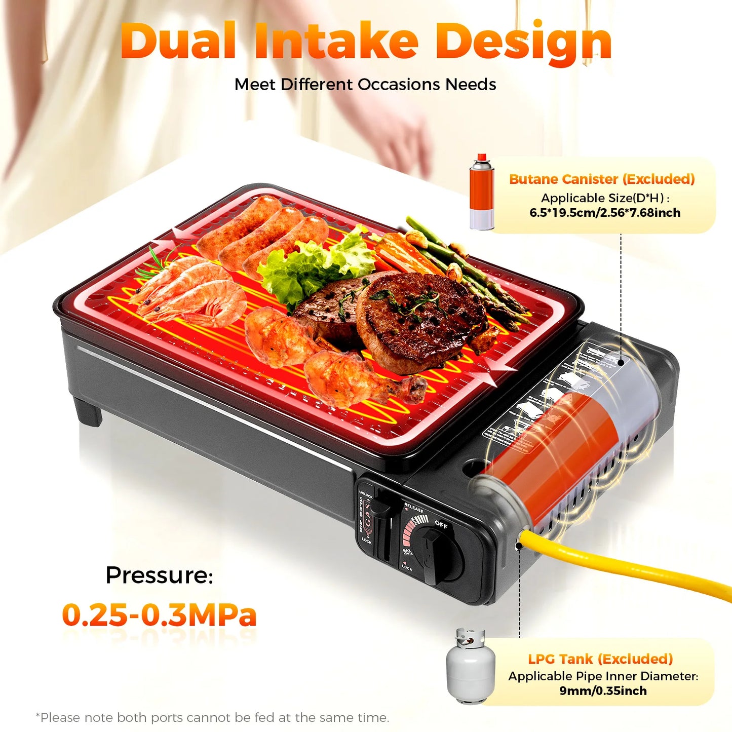 Portable Camping Grill, Butane Gas Stove for Camping, Travel 41.5x28x11cm