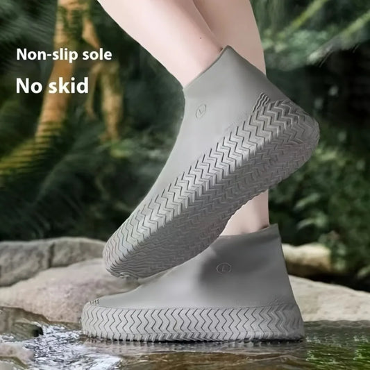 Thick Latex Waterproof Shoe Covers, 1Pair, Non-Slip Reusable for Men-Women Rain, Snow, Mud, Protection
