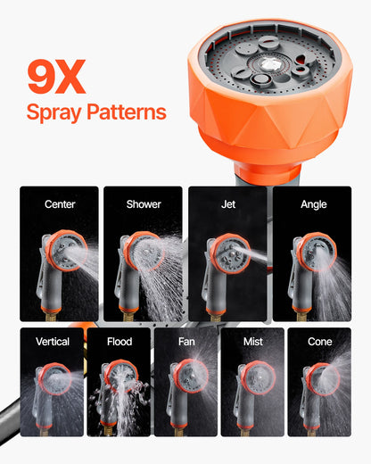 Retractable Garden Hose Reel, Wall Mount Heavy Duty Garden Hose, 9 Spray Patterns