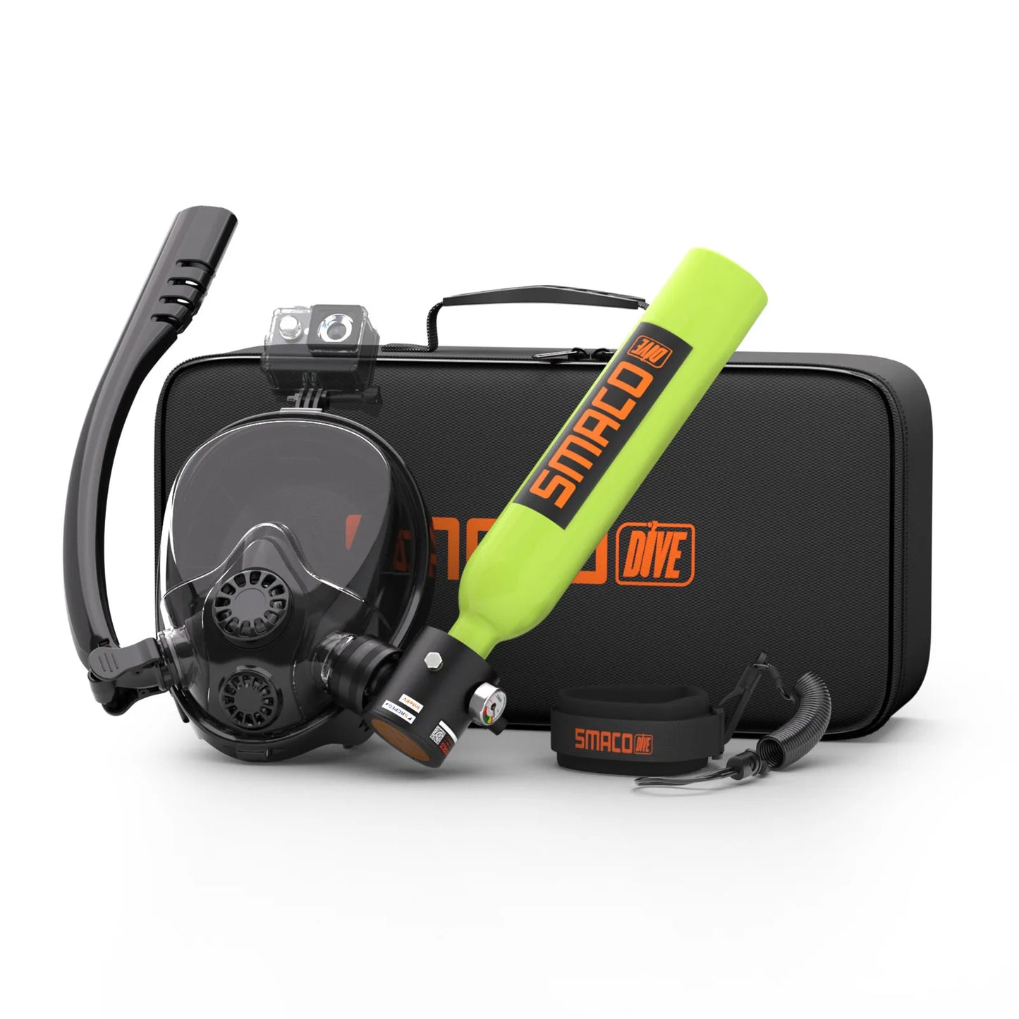 Mini Scuba Tank w/ Snorkel Mask, 0.5L Portable Small Diving Tank, Full Face Diving Mask,