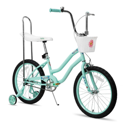 20 Inch Girls Bike w/ Training Wheels, Banana Seat, for Girls Ages 7-12 Years Old, Handbrake and Coaster Brake
