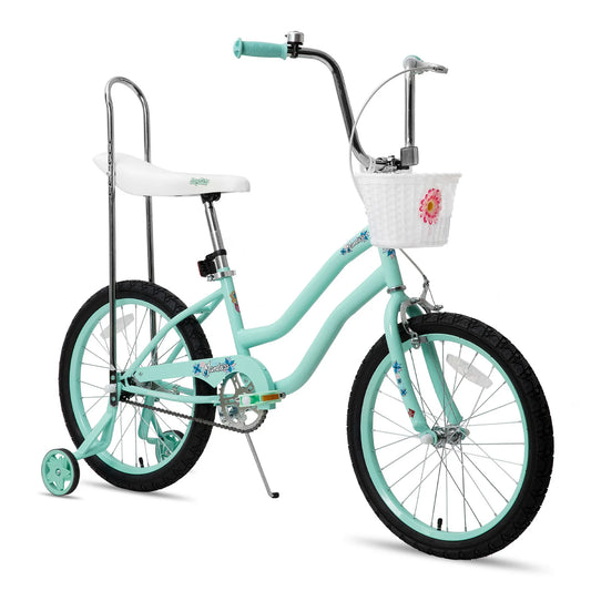 20 Inch Girls Bike w/ Training Wheels, Banana Seat, for Girls Ages 7-12 Years Old, Handbrake and Coaster Brake