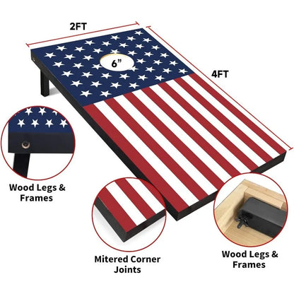 Wood Cornhole Set, Boards , 8 Bean Bags with Carry Case