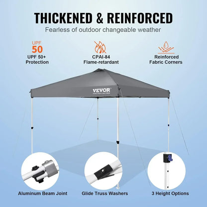 Pop Up Canopy Tent, 10 x10 ft, Waterproof, Silver Coated Tarp, w/ Portable Roller Bag and 4 Sandbags