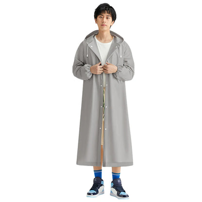 Adult, Long Windproof Waterproof Raincoat  w/ Drawstring, Portable for Emergency