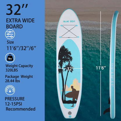 All-Around Inflatable Paddle Board, 11ft×32in for Adults, Includes Paddle, Pump, Backpack & Fin