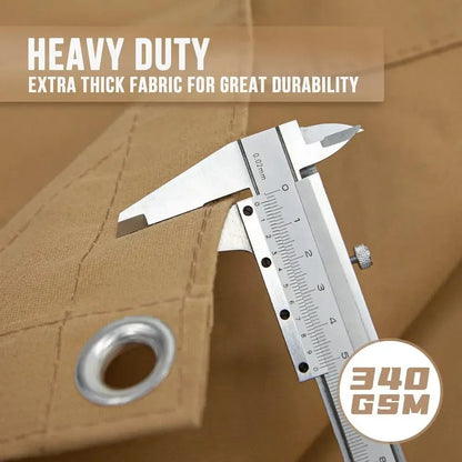 Heavy-Duty 12x24 ft Tan Canvas Tarp with Grommets, Multipurpose Cover Camping Gear