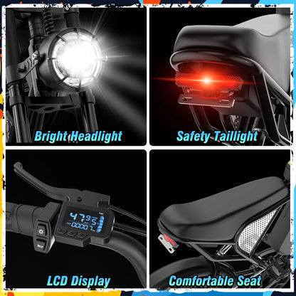 Electric Bike for Adults, Peak 1500W, 31 MPH 48V 15.6AH MINI30, 20"x4" Fat Tire Mountain Bike