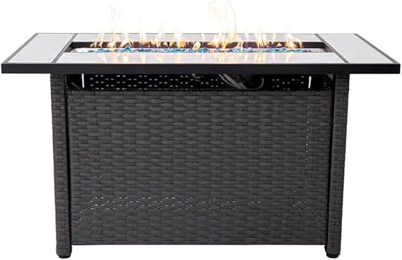 Propane Fire Pit Table, 50,000 BTU Firepits w/ Lava Rocks and Removable Metal Lid